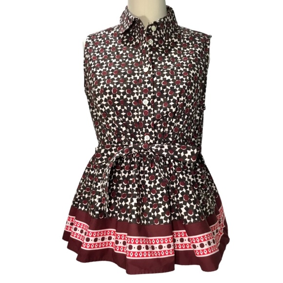 Kate Spade Rambling Roses Floral Tile Peplum Top - Picture 3 of 11